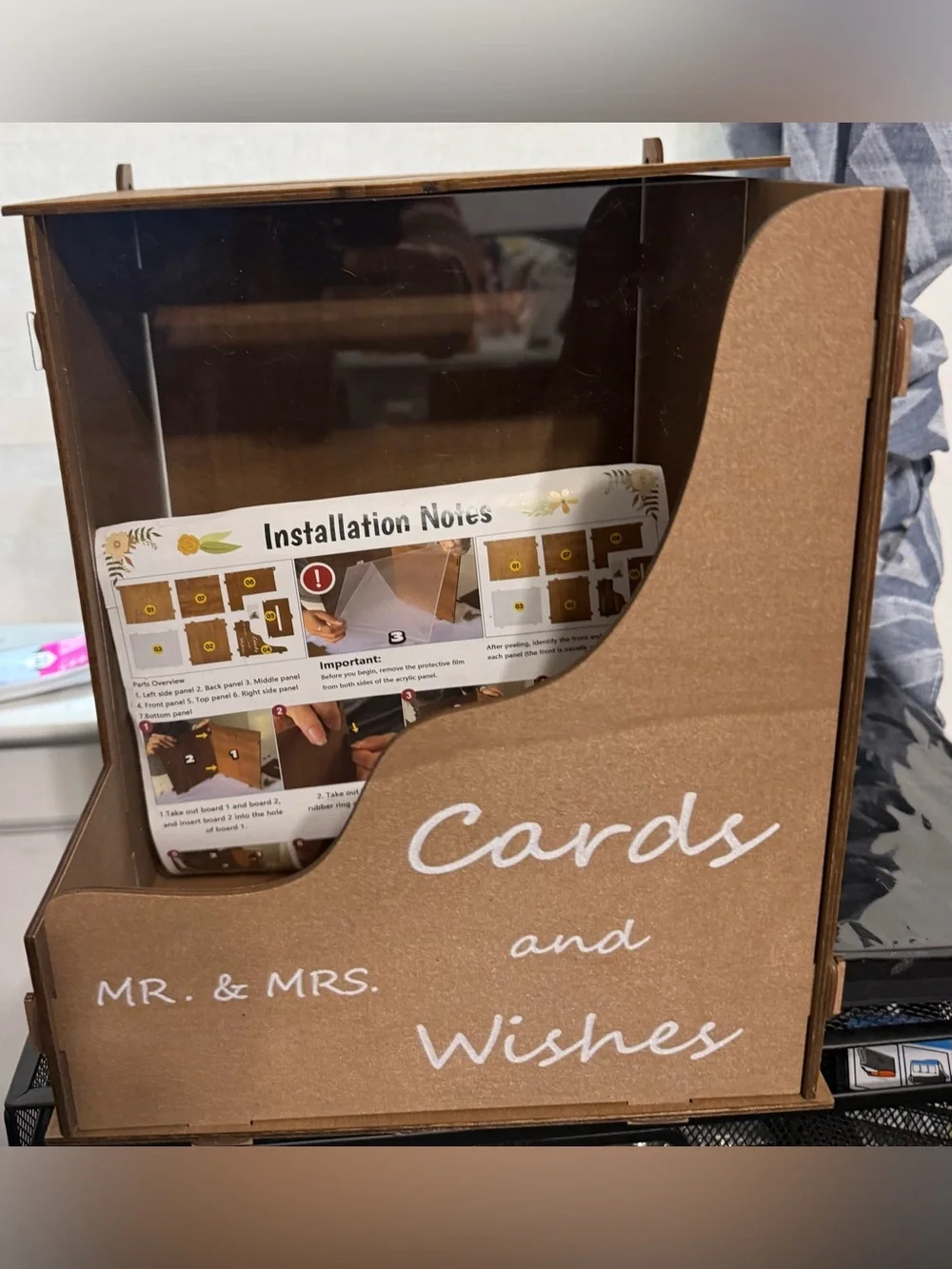 Wooden 'Cards and Wishes' Card Box - Brown
